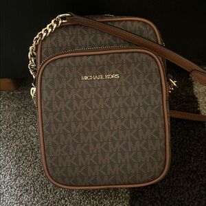 Michael Kors Brown MK Logo Belt Bag with Gold Hardware